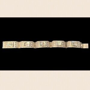 VINTAGE Taxco Sterling Silver Abalone Shell Link Bracelet Mexico 925